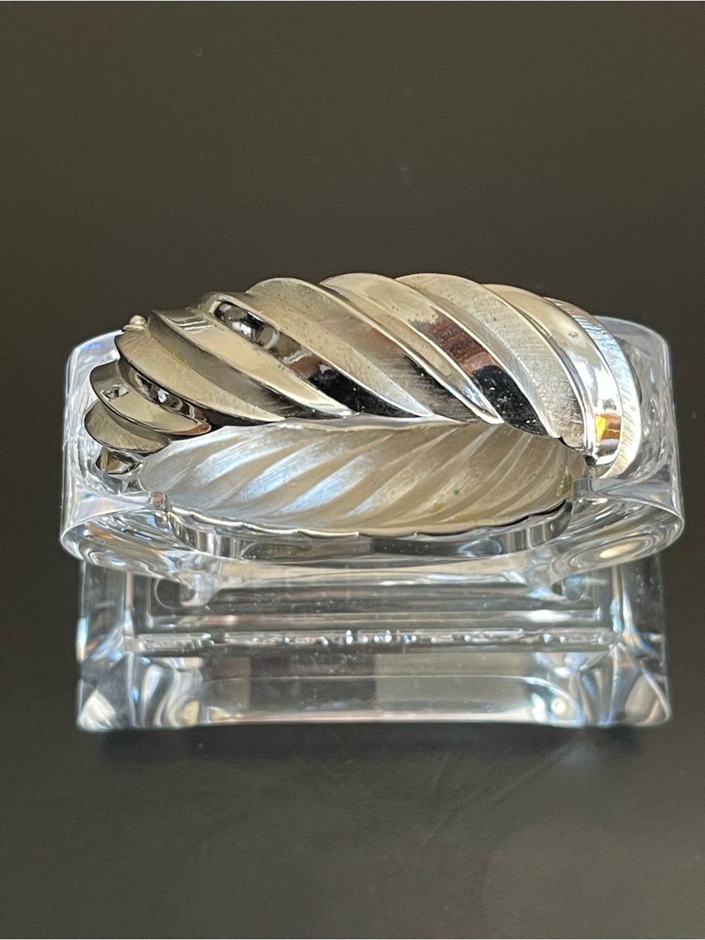 Vintage crown Trifari silver tone Twisted bangle bracelet.